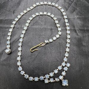 Vintage Blue Rhinestone Choker 14" Necklace Dainty Silver Tone‎ Party Jewelry